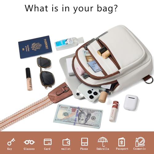 Leresas Sling Bag for Women Crossbody Bags Fanny Pack Sling Purse Backpack Vegan Leather Shoulder Bag Gifts Travel Handbag Anti Theft Beige - color: Beige