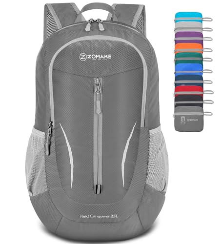 ZOMAKE Ultra Lightweight Packable Backpack 25L, Foldable Hiking Backpacks Water Resistant Small Folding Daypack for Travel(Dimgray NEW) - color: Dimgray New