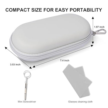 Double Glasses Case,Dual Eyeglasses & Sunglasses Organizer with Clip Zipper Closure for Travel 2 Pairs Storage Box - color: Gray