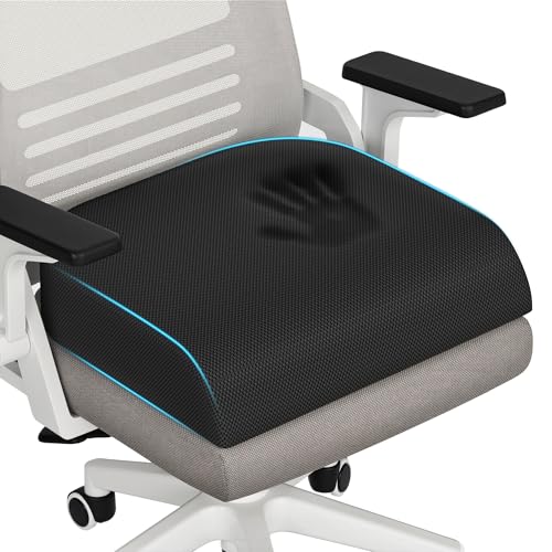 TranquilRelax XLarge Seat Cushion，Soft Foam Cushion for Long Sitting Hours on Office Chair, Home & Car, Non-Slip Chair Pad for Relieving Back & Sciatica & Hip & Coccyx Pain (Black) - color: Black, size: X-Large