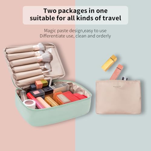 Queboom Travel Makeup Bag Cosmetic Bag Makeup Bag Toiletry bag for women and men (Green) - color: Green