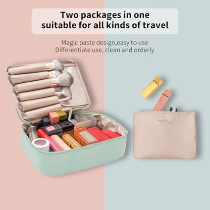 Queboom Travel Makeup Bag Cosmetic Bag Makeup Bag Toiletry bag for women and men (Green) - color: Green