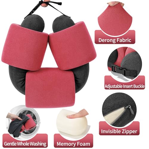 3-Ring Memory Foam Travel Neck Pillow It has obtained a Patent. The Three Rings can be movably Adjusted to Provide Flexible Support for The Neck, Head, and Other Areas.Peach Pink - color: Peach Pink