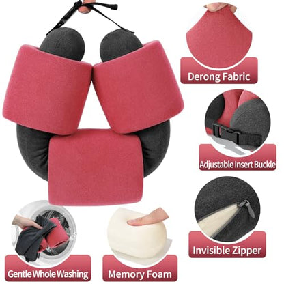 3-Ring Memory Foam Travel Neck Pillow It has obtained a Patent. The Three Rings can be movably Adjusted to Provide Flexible Support for The Neck, Head, and Other Areas.Peach Pink - color: Peach Pink
