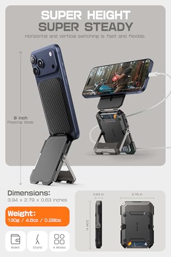 SUPCASE for MagSafe Wallet with Stand, Magnetic Wallet for Men, [Hold 5 Cards] [Adjustable Stand] [RFID Blocking] Phone Stand Credit Card Holder Tripod for iPhone 17/16/15/14/13/12 Series, Carbon - color: Carbon