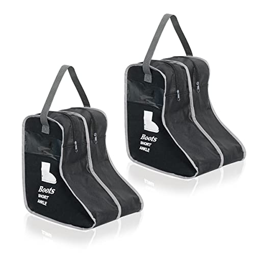 2 Pack Portable Boots Storage Bag, Black Shoe Bags for Storage and Travel Dust Proof Travel Shoe Bags for Packing (Medium) - color: Black-Medium