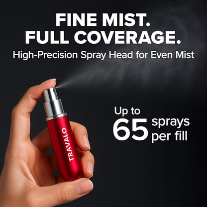 Travalo Classic HD Perfume Atomizer - Leak-Proof and TSA Approved for Air Travel - Reusable, Airtight, Easy-Fill Mini Pump Sprayer - Lightweight, Elegant Design w/Volume Window - Red 0.17oz - color: Red