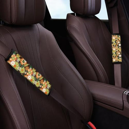 Cute Daisy Safety Belt Cover Shoulder Safety Strap Covers Pads 2 Piece Comfortable Driving Easy to Install Protect You Neck And Shoulder From The Seat Belt Rubbing - color: Cute Daisy