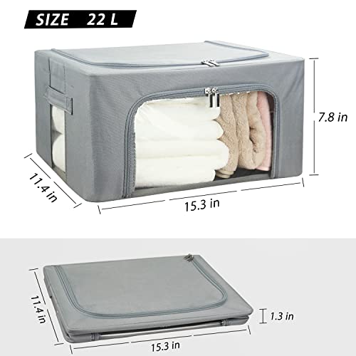 UUBEMM Clothes Storage Bins with Foldable Sturdy Frame,Stackable Storage Box for Closet Shelf Organizers for Seasonal Clothing,Blankets,Towel Bed Sheets,Toys Gift Others (Small -22L x3PACK, Grey) - size: Small -22L x3PACK