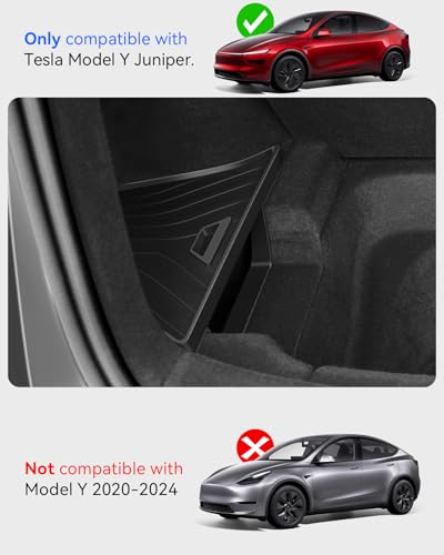 for Tesla Model Y Juniper Accessories (2025-2026) Trunk Storage Bins,Rear Trunk Organizer TPE Waterproof Trunk Storage Bins Side Box with Lids for Tesla Interior Accessories - style: New Model Y Juniper