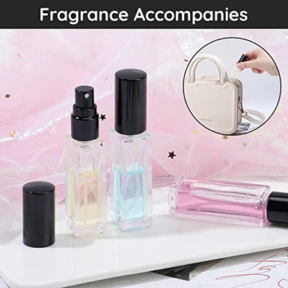 Segbeauty Mini Perfume Spray Bottles, 5 Set of 10ML Clear Glass Travel Perfume Atomizer Refillable, Empty Tiny Sprayer Fragrance Scent Sample Spray Containers Cosmetics Essential Oil Dispensing Bottle - color: Clear-black, style: Mini Bottles