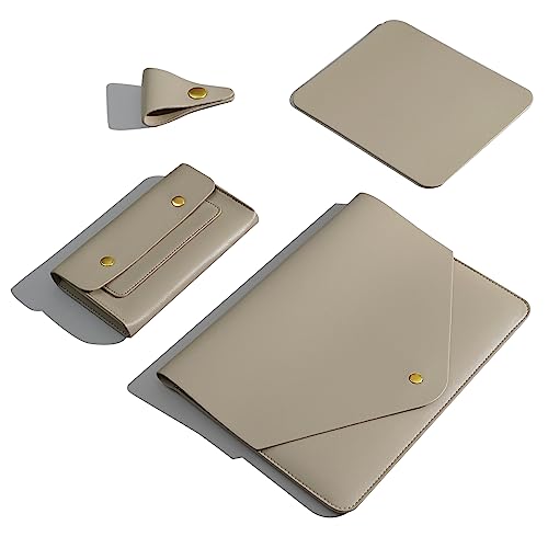 Laptop Sleeve Compatible with 2024 13inch MacBook Air M3,13 MacBook Pro M2, Surface Pro 3 4 5 6 7, Dell XPS 13 with Small Pouch, Mouse Pad and Cord Holder Color Khaki - color: Khaki, size: 13Inch Laptop