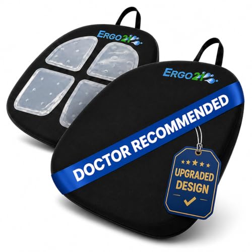 ERGO21 Travel Seat Cushion with LiquiCell® Membrane (Now Upgraded) - Thin Orthopedic Cushion for Sciatica, Tailbone, Back Pain Relief – Lightweight Foldable | Car, Truck, Airplane, Office & Home