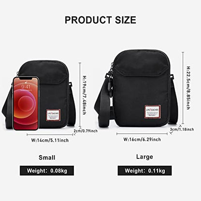SEAFEW Mini Crossbody Bag Shoulder Bag for Men, Small Messenger Satchel Bag for Women - color: Black - Large