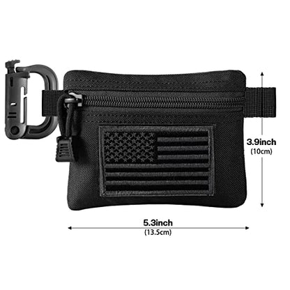 FRTKK 2 Pack Tactical Compact EDC Pouches Military Molle Utility Pouch Accessories Organizer Pouch Coin Purse Keychain Pocket Credit Card Holder Waist Pack - color: Black 3
