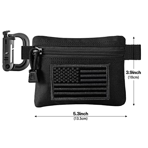 FRTKK 2 Pack Tactical Compact EDC Pouches Military Molle Utility Pouch Accessories Organizer Pouch Coin Purse Keychain Pocket Credit Card Holder Waist Pack - color: Black 3