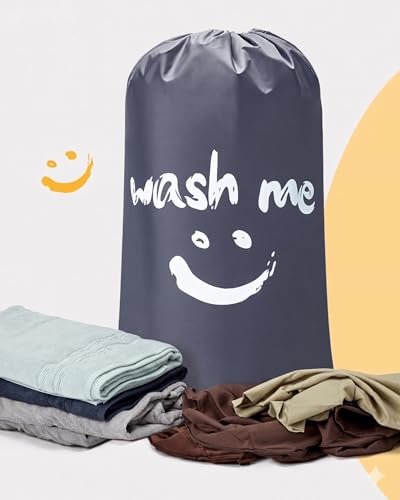 HOMEST 2 Pack XL Wash Me Travel Laundry Bag, Dirty Clothes Organizer, Large Enough to Hold 4 Loads of Laundry, Easy Fit a Laundry Hamper or Basket, Grey - color: (Ⅰ-Wash me)Gray & Grey