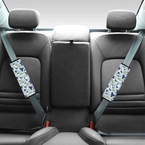 2pcs Car Seat Belt Cover Pads Soft Anti-Slip Blue Fish Camo Shoulder Strap Protects Universal Fit for All Cars and Backpack for a More, Easy to Install - color: Blue Fish Camo