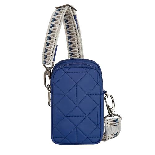 Travelon Anti-Theft Boho 2 Compartment Phone Crossbody - color: Lush Blue