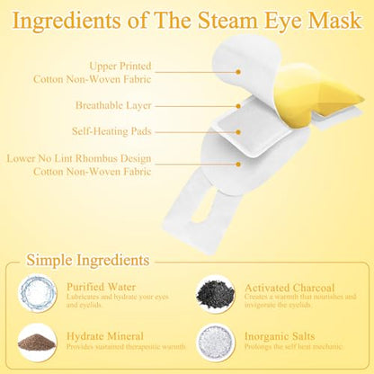 32Packs Steam Eye Mask, Heated Eye Mask for Sleeping, Warm Compress for Eyes, Self Heating Disposal Steam Mask for Home Sleep, Office, Spa, Travel Essentials Mothers Day Gifts (Chamomile) - color: 32Packs Chamomile