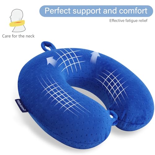 Neck Pillow for Travel Pillow Memory Foam U Shape Comfortable Travel Neck Pillow Head Neck Support Airplane Pillow for Traveling, Car, Home, Office, Travel Neck Flight Pillow - color: Royal Blue