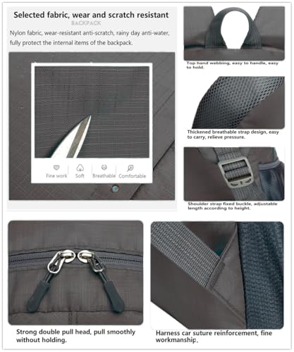 Ultra Lightweight Packable Hiking Backpack Small Foldable Travel Hiking Camping Daypack Casual Outdoor Day Bag for Men Women 25L - color: Gray