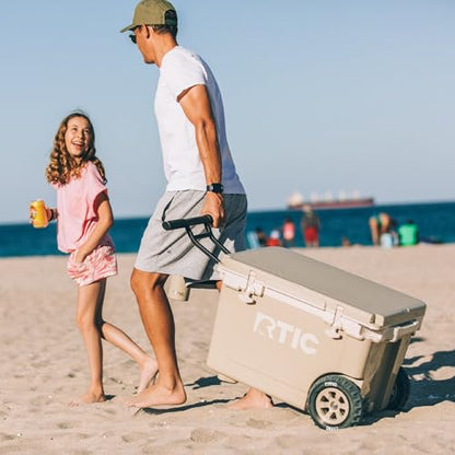 RTIC 52 Quart Ultra-Light Wheeled Hard Cooler Insulated Portable Ice Chest Box for Beach, Drink, Beverage, Camping, Picnic, Fishing, Boat, Barbecue, 30% Lighter Than Rotomolded Coolers - color: White & Grey