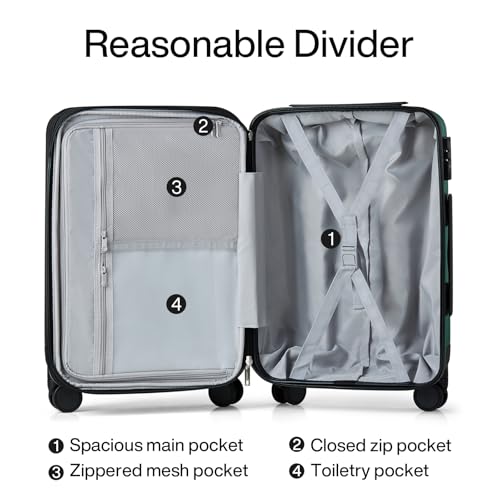 Hanke 24 Inch Expandable Checked Luggage Lightweight PC Hard Shell Luggage Suitcases with Wheels Travel Luggage Rolling Large Suitcase Travel Luggage Bag for Go to University.(Blackish Green) - color: Blackish Green, size: Expandable 24 Inch