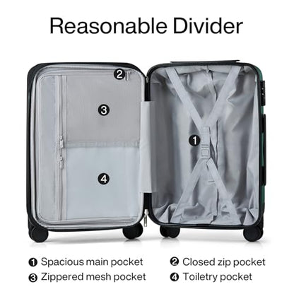 Hanke Expandable Hardshell Luggage Sets 3 piece Carry on Luggage with Wheels Suitcases Lightweight Checked Travel Luggage Rolling Large Suitcase Travel Luggage Bag Woman Men 20/24/29 IN,Blackish Green - color: Blackish Green, size: Expandable 3 Piece Set（
