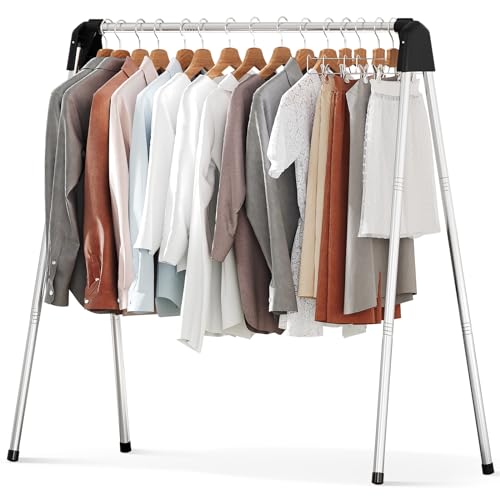 APEXCHASER Clothes Drying Rack Foldable, Stainless Steel Laundry Drying Rack Collapsible, Clothes Hanger for Sweater Baby Clothes Towel for Indoor & Outdoor, Portable Clothes Airer for Travel - size: 48 inch