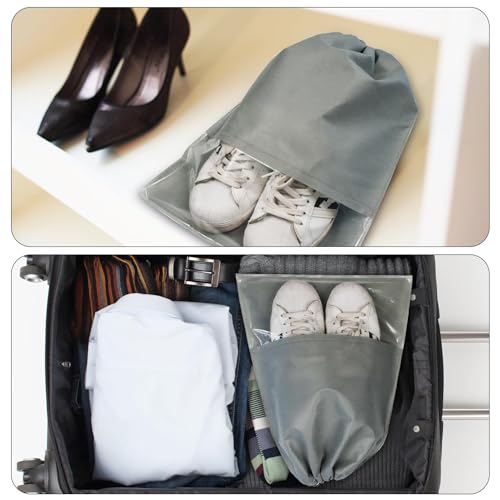 8PCS Travel Shoe Bags with Rope for Men and Women Large Shoes Pouch Organizers - color: Gray