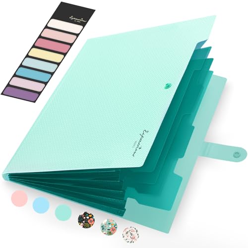Sooez School Supplies File Folder, Letter Size Accordion File Organizer, Expanding File Folder for Document, Portable Paper Organizer for Office-Green - color: Green