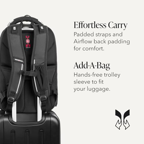 SwissGear Travel Tech Elite Laptop Backpack – Fits Laptops up to 16” – ScanSmart TSA-Friendly Backpack with USB Port, Shoe Compartment & Organizer Pockets – Heather Grey - color: Heather Grey, style: Travel Tech Elite