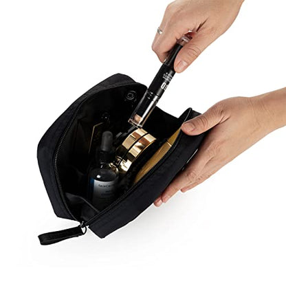 Hekyip Rectangular Beauty Bag, Small Travel Makeup Bag for Purse, Portable Waterproof Cosmetic Pouch for Ladies Women (Rectangular All Black) - color: Rectangular All Black