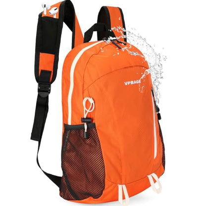 VPBAGE 15L Water-resistant Hiking Daypack, Small Backpack Travel Outdoor, Lightweight Day Pack with Tool Loops - color: Orange