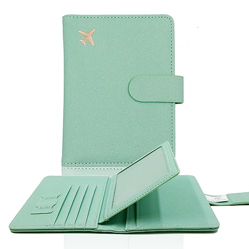Melsbrinna Rfid Passport Holder for Travel women/Men, Cute Passport Wallet Rfid Blocking Card Slots, Rfid Passport Cover/CaseTravel Wallet, Passport Book Holder (1, Green4) - color: Green4