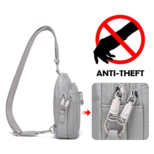 INICAT Anti Theft Crossbody Bags for Women Travel Small Sling Bag Fanny Packs Cross Body Purses Everyday - color: Gray White Antitheft, size: Small