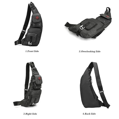 NICGID Sling Bag Chest Shoulder Backpack Crossbody Bags Casual Daypack for Men Women - color: Black-2