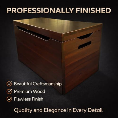 Fully Assembled, Solid Wood Storage Chest with Lid & Handles, Wooden Box, Organizer, Storage, Birthday, Gift, Blankets, Clothes, Keepsakes, Anti-Slam Hinges, 30” Professional Mahogany Finish - color: Mahogany
