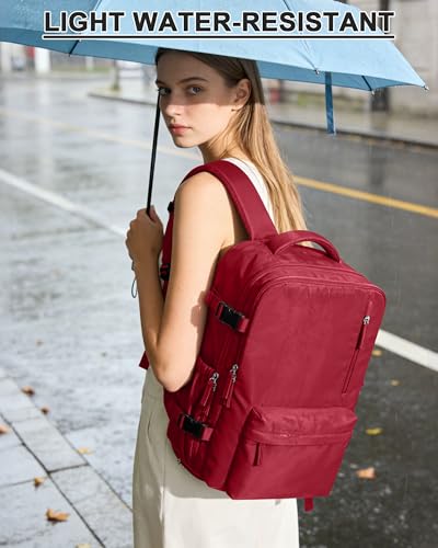 WONHOX Vacuum Seal Backpack for Travel with Air Pump Compression Daypack Personal Item Carry on Flight Approved Vacpack Laptop Space Saver Bags Storage with Vacuum System Travel Bag Women Men Red - color: A1-red