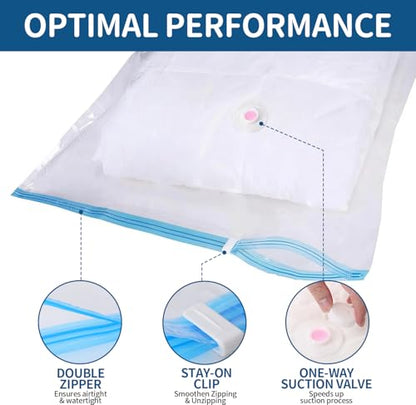 Jumbo Vacuum Storage Bags with Electric Pump, 8 Pack | Stores Pillows & Comforters, 8 Jumbo Bags, Electric Pump Included, Reusable Double-Seal Storage Bags - size: 8 Jumbo