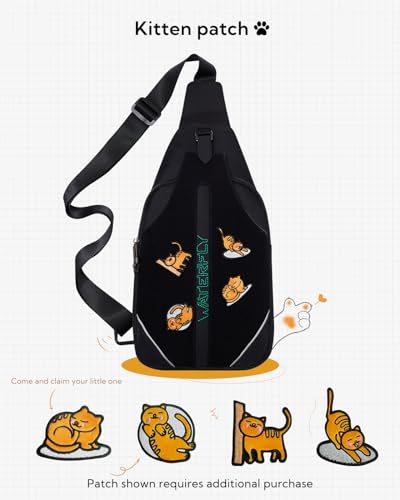 WATERFLY Medium Crossbody Sling Backpack Anti Theft Backpack for Traveling Chest Shoulder Bag - color: Black-diy(medium)