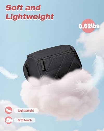 Marscamd Travel Toiletry Bag for Women, Water Resistant Makeup Organizer with Wide-Open Design for Toiletries and Cosmetics, Black (Bag Only) - color: Black
