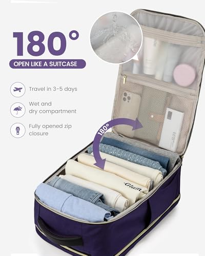 LOVEVOOK 40L Travel Backpack - Carry On & Personal Item for Women & Men, Spacious & Durable with 3 Packing Cubes - color: Blue Purple-purple-black, size: Large-40L-4Pcs