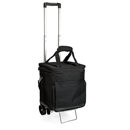 Picnic TIME Cellar 6-Bottle Wine Carrier & Cooler Tote, Insulated Padded Wine Cooler Bag for Travel, Portable Water-Resistant Wine Bag, (Black with Gray Accents) - style: Wine Carrier With Trolley