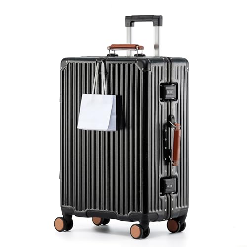 20 Inch Carry On Luggage with Leather Handle, PC Zipperless Suitcase with Spinner Wheels and TSA Locks, 22x14x9 Airline Approved Luggage for Travel, Black - color: Black, size: Carry on 20inch
