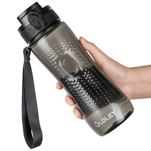 OLDLEY 25 oz Water Bottle, Motivational Water Bottle with Time Marker, Sports Water Bottle With Strap, Leakproof & BPA Free Large Water Bottles for School, Gym, Travel, Outdoor, Transparent Black - color: B-Transparent Black, size: 25 Ounces