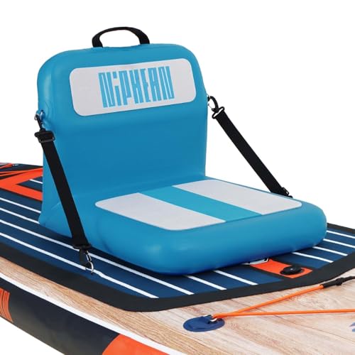 niphean Inflatable Kayak Seat with Back Support, Ergonomic Paddle Board Seat for Comfortable Backrest, Sturdy Kayak Accessories for SUP Paddelboard, Boat, Canoe, Kayak Seat Cushion for Versatile Use - color: Ocean Horizon