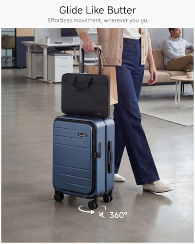 LUGGEX Carry On Luggage Top Opening, FLA Aluminum Frame Trunk Style Luggage, Polycarbonate Hard Shell Suitcase (FX-Enhance, Blue, 20 Inch, 38L) - color: Blue