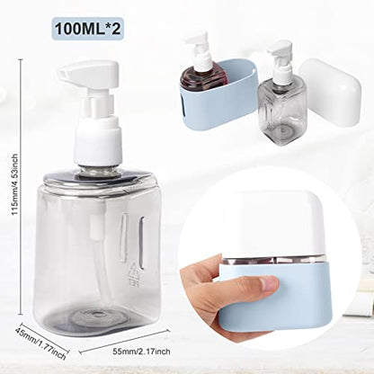 Yamadura Travel bottles for Toiletries, TSA Approved Travel Containers, Refillable, Portable, Spray Bottles and Pump Bottles with Labels for Creams, Perfumes and Shampoos (Blue) - color: Blue